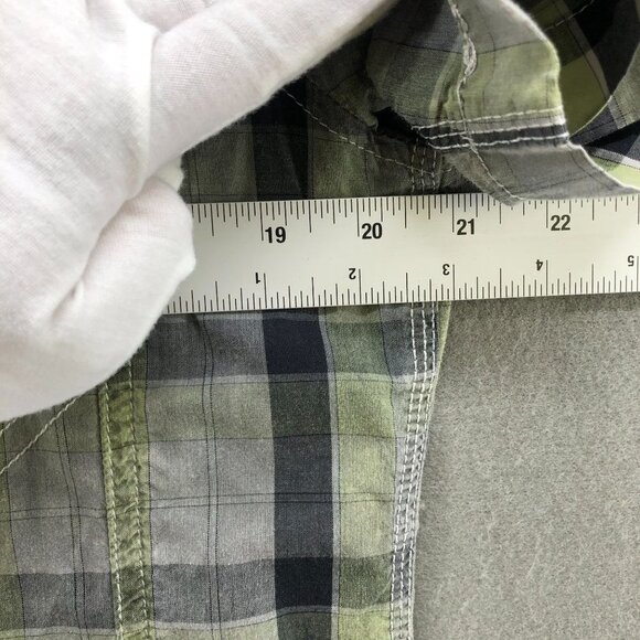 Projek Raw Gray Yellow Plaid Button Up Shirt Mens Medium M Short Sleeve - Picture 10 of 12